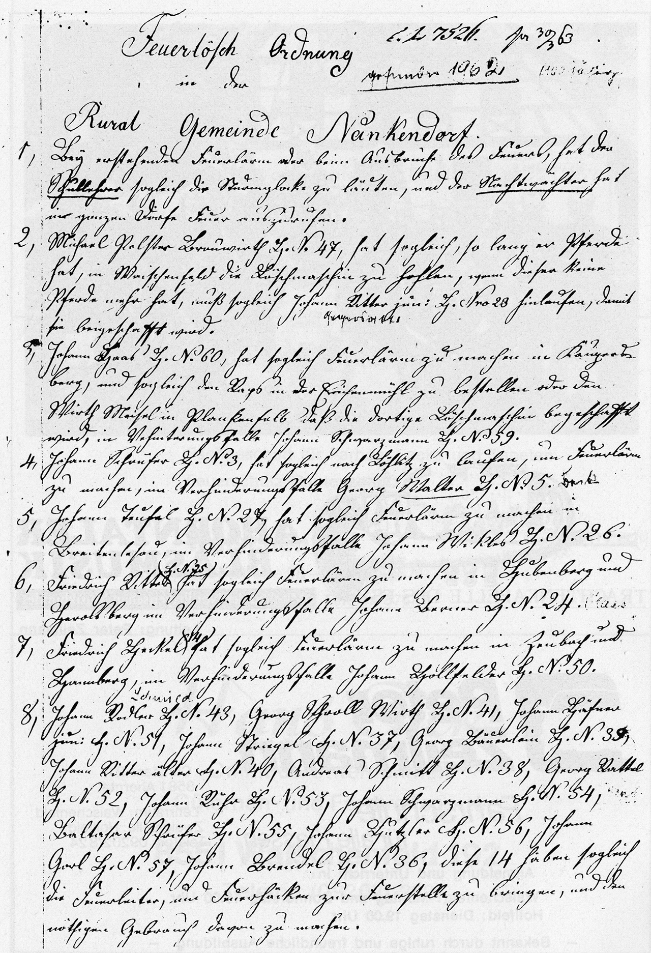 Feuerlöschordnung von 1863 Feuerlöschordnung von 1863